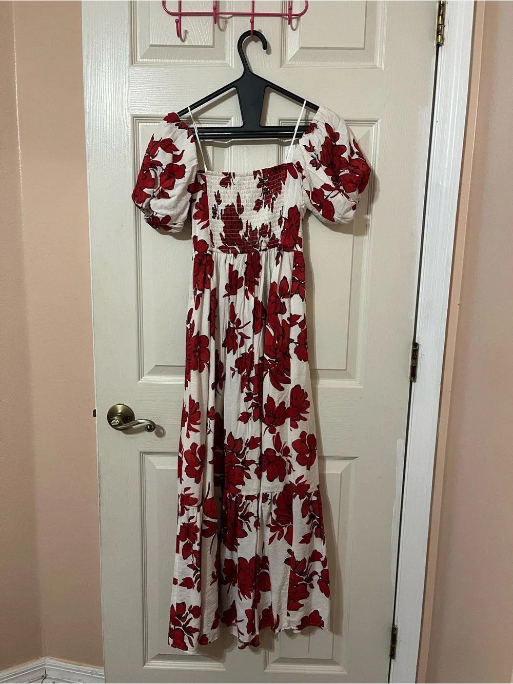 Abercrombie & Fitch White Maxi Dress with Red Floral Print